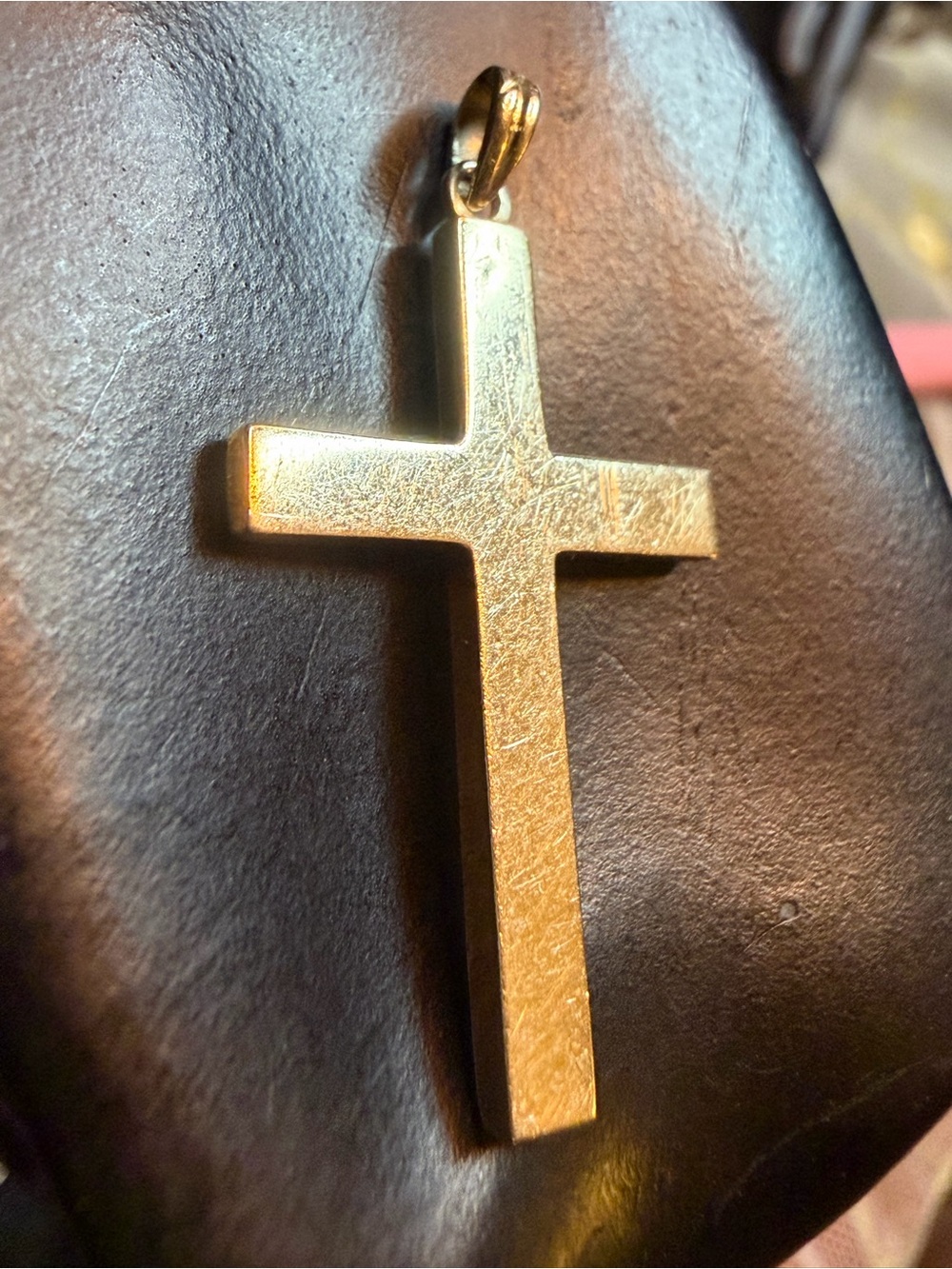 Classic Men's Gold 10 K gold Cross Pendant - Simple Polished Religious Charm